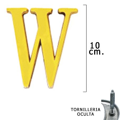 LETRA LATÓN W 10 CM. CON TORNILLERIA OCULTA (BLISTER 1 PIEZA)