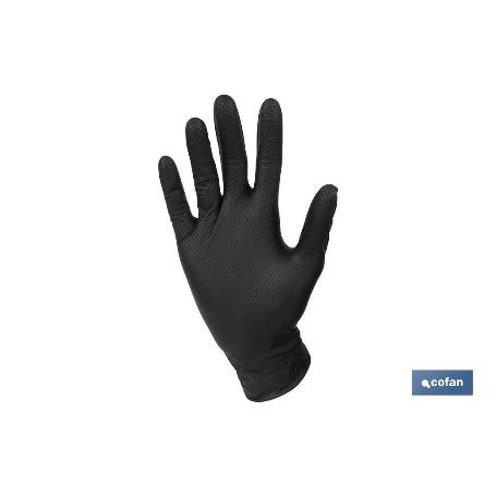 CAJA 100 UDS. GUANTES DE NITRILO NEGRO DIAMANTADO 8,5 G TALLA L