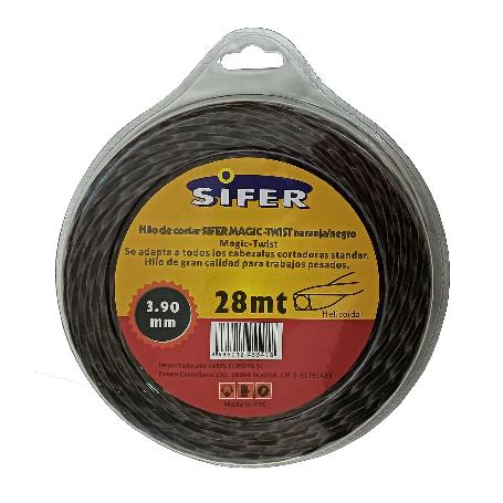 SIFER HILO DESBROZADORA NARANJA-NEGRO SILENCIO.HELICO.3,9MMX28 M