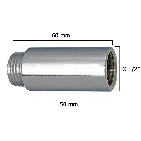 ALARGADERA REDONDA CROMO  1/2 X 50