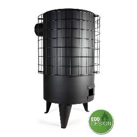 ESTUFA LEÑA REDONDA CHAPA Nº4 68CMX36Ø NEGRA S-HORIZ 120Ø 7 KW