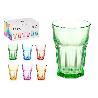 VASOS VIDRIO COLORES SURTIDOS 360 ML  CAJA 6