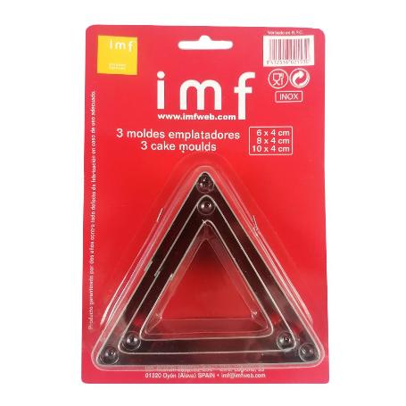 MOLDES EMPLATADORES INOX TRIANGULO 6+8+10X4 CM SET 3