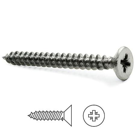 TORNILLO ROSCA MADERA CABEZA PLANA POZIDRIV INOXIDABLE DIN 7505-A LARGO 50NM DIÁMETRO 3.5MM