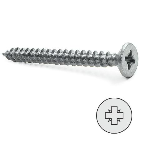 TORNILLO ROSCA MADERA CABEZA PLANA POZIDRIV ZINCADO DIN 7505-A LARGO 60MM R/PARCIAL DIÁMETRO 4.5MM (CAJA 200)