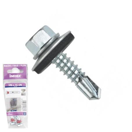 BLISTER TORNILLO BROCA CABEZA HEXAGONAL DIN 7504-K CON ARANDELA P-16 CINCADO LARGO 50NM Ø ROSCA CHAPA 5.5MM