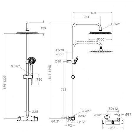 COLUMNA MONOMANDO DUAL 937413RP300 RAMON SOLER