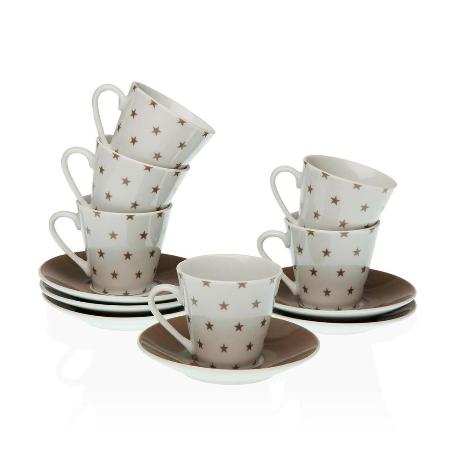 TAZAS CAFE + PLATO STARY PORCELANA JUEGO 6