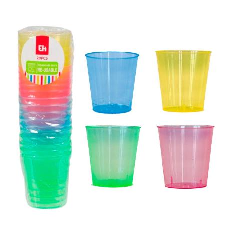 VASOS CHUPITO PP 3 CL COLORES LOTE 20