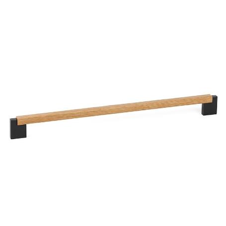 TIRADOR CON MADERA MODELO DUO MINI ACABADO ROBLE, NOGAL, NEGRO ACABADO ROBLE DIST. AGUJERO DIST. 320MM.