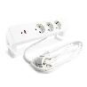 REGLETA DEKS 3TT+USB A/C NEGRO MATE / BLANCO ACABADO BLANCO