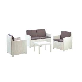 TRESILLO ARENA BLANCO 4 PIEZAS 8 COJINES CONJUNTO