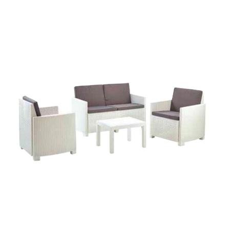 TRESILLO ARENA BLANCO 4 PIEZAS 8 COJINES CONJUNTO