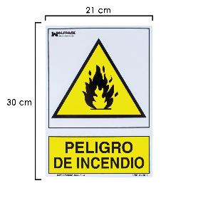 CARTEL PELIGRO DE INCENDIO 30X21 CM.