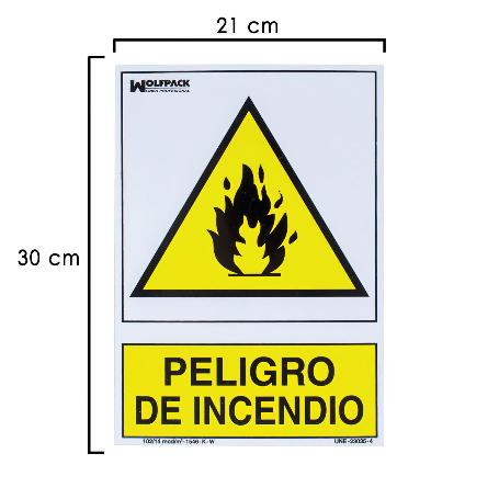 CARTEL PELIGRO DE INCENDIO 30X21 CM.