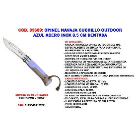 OPINEL FINSTOCK NAVAJA CUCHILLO AZUL ACERO INOX 8,5 CM DENTADA