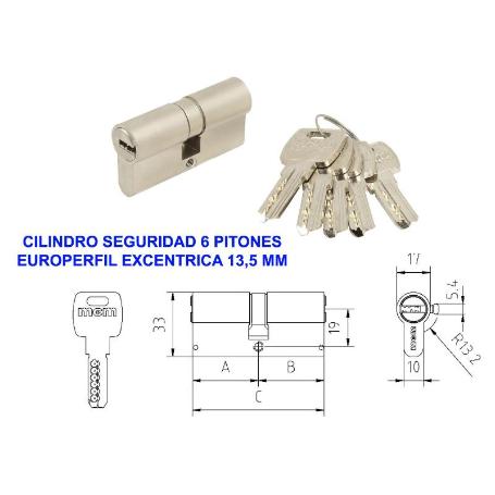 MCM FINSTOC CILINDRO SEGUR EUROPERF AS6PN-60 30X30 R-13.5 NIQUEL