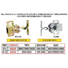 BAJA AVL GOLPETE G-1Z RODILLO DE GOMA 1 MM DE ESPES ZINCADO (CAJA 100 UNIDADES)