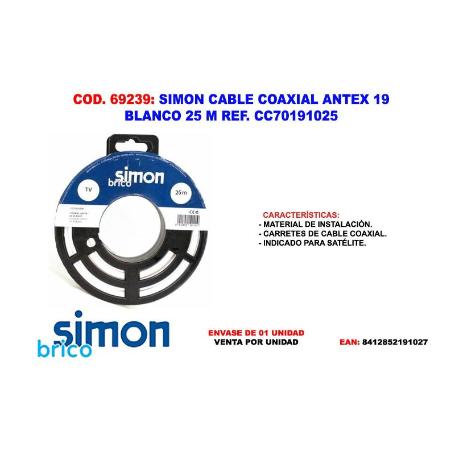 SIMON FINSTOCK CABLE COAXIAL ANTEX 19 BLANCO 25 M CC70191025