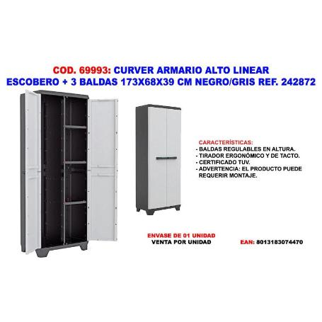 BAJA CURVER ARMARIO ALTO ESCOBERO+3 BAL 173X68X39 NG-GR 242872