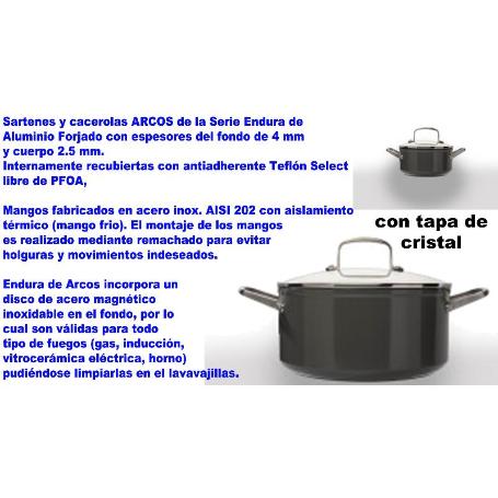ARCOS ENDURA 697200 CACEROLA 24 CM+TAPA CRIS.ALUM.FORJADO M-INOX