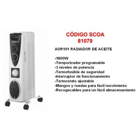 BAJA LAUSON RADIADOR ACEITE 5 ELEM 1000W TEMPORIZADOR AOR101