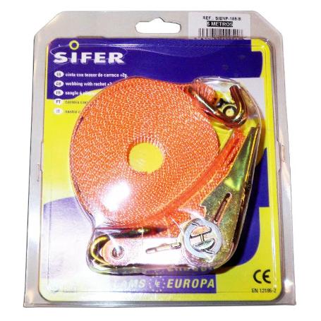 SIFER RATCHET 25MMX5 MT+TENSOR CARRACA+GAN.CER 500 KG SIENP-185B