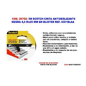 3M FINSTO SCOTCH CINTA ANTIDESLIZANTE NEGRA 4,5M X 25MM 4301BLAA