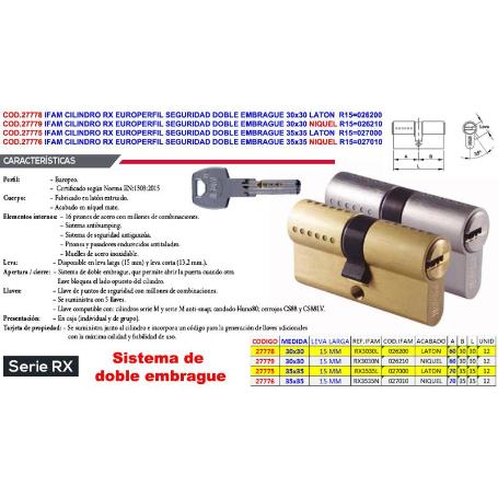 IFAM FINSTOCK CILINDRO RX EUROP.SEGURID EMBRAGUE 30X30 NIQUE R15