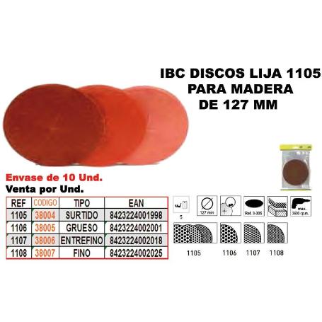 IBC FINSTOCK 1-105   5 DISCOS LIJA 127MM MADERA SURTIDOS