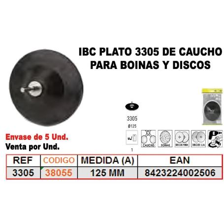 IBC 3-305 PLATO CAUCHO 125MM BOINAS-DISCOS
