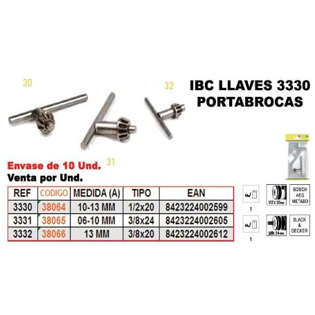 IBC FINSTOCK  3-331 LLAVE PORTABROCAS 3-8X24   6-10MM