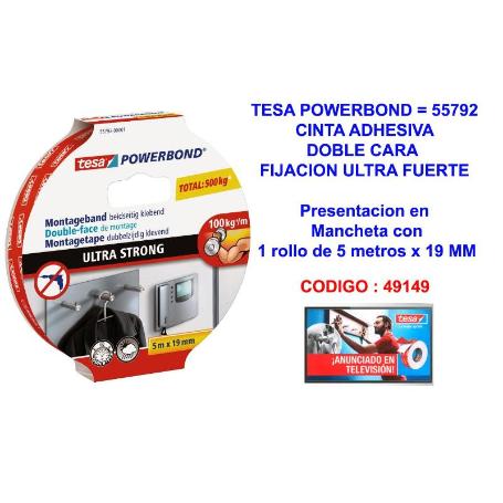 TESA FINSTOCK POWERBOND CINTA ADH.DOBLE CARA MAN-5 MTX19MM 55792
