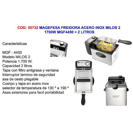 BAJA MAGEFESA FREIDORA ACERO INOX 1700W MGF4450 2 LITROS