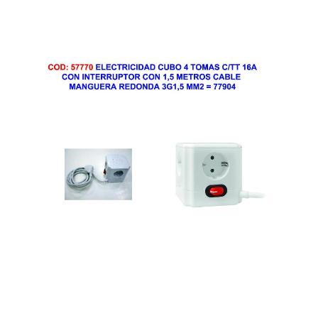 ELECTRICIDAD FINSTOCCUBO 4 TOMAS C-TT 16A+1,5 CABLE 3G1,5M 77904