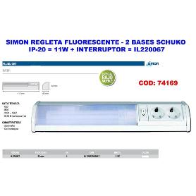 SIMON FINSTOCK REGLETA FLUORESC-2 BASE SCHUKO IP-20 11W IL220067
