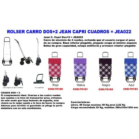 ROLSER FINSTOCK CARRO DOS+2 JEAN CAPRI CUADROS NEGRO JEA022