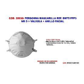 ABE FINSTOC MASCARILLA DM75 FFP3 NR D+VALVULA+ANILLO FACIAL 5075 (CAJA 5 UNIDADES)