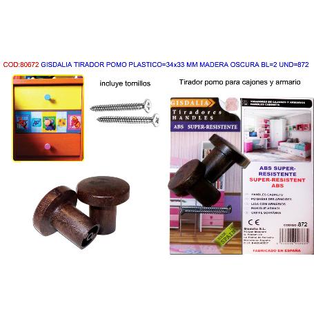 GISDALIA FS TIRADOR FINS POMO PLAST 34X33 MM MADERA OSCBL2 U 872