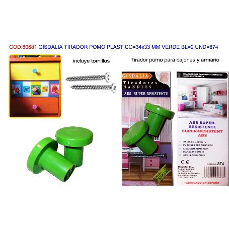 GISDALIA FINSTOCK TIRADOR POMO PLAS 34X33 MM VERDE BL2UND 874