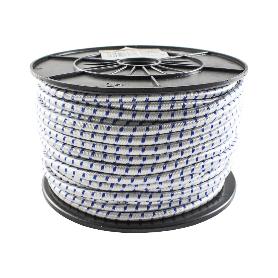 CORDON ELASTICO 8 MM BLANCO/AZUL ROLLO 50M
