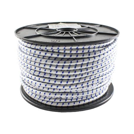 CORDON ELASTICO 8 MM BLANCO/AZUL ROLLO 50M