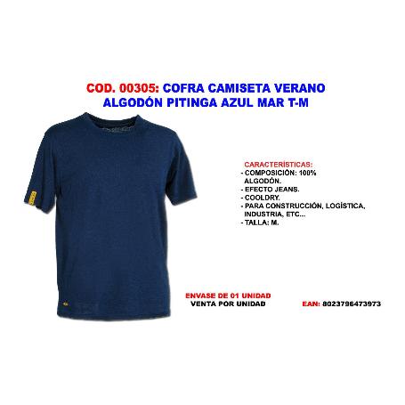 BAJA COFRA CAMISETA VERANO ALGODON PITINGA AZUL MAR. T-M