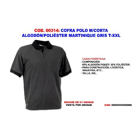 COFRA FINSTOCK POLO M-CORTA ALGODON-POL. MARTINIQUE GRIS T-XXL