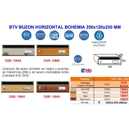 BTV BUZON FINSTOHORIZONTAL BOHEMIA 2 CEREZO 350X120X250 MM 06852