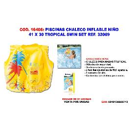 PISCINAS CHALECO INFLABLE NIÑO 41 X 30 TROPICAL SWIN SET 32069