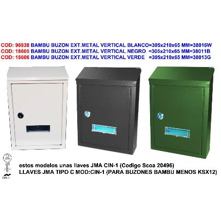 BAMBU BUZON EXT.METAL VERTICAL VERDE  320X235X80 MM 38013G