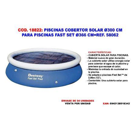 PISCINAS CUBIERTA SOLAR 300 CM PISCINAS STEEL PRO-FAST SET 58062