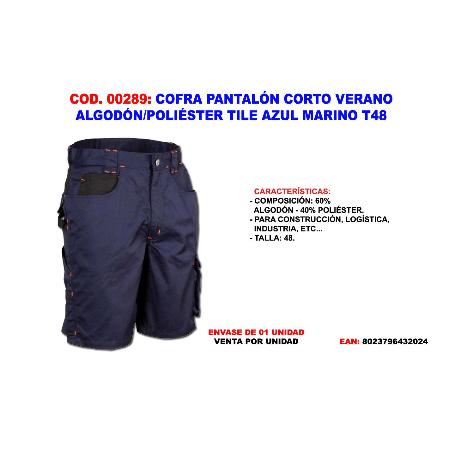 BAJA COFRA PANTALON CORTO VERANO ALGODON-POL. AZUL MAR. T48