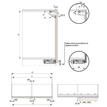 SLIDER S20 (KIT) BAJO-APARADOR 1600MM